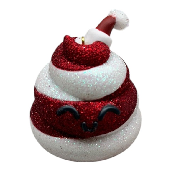 2021 Hallmark Magic Sound CRAPPY CHRISTMAS Tree Ornament Red White Poop NEW - Picture 1 of 5